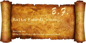 Balta Fabrícius névjegykártya